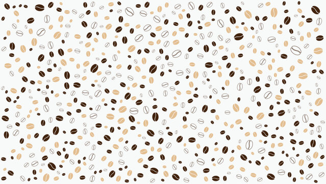 White coffee beans pattern vector background for cafe branding design