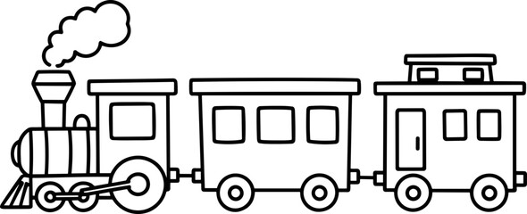 Simple Line Art Train - Vector Illustration for Kids and Transportation Themes © Brian