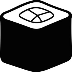 Minimalist Black and White Sushi Roll Icon: Simple Square Maki Design © Brian