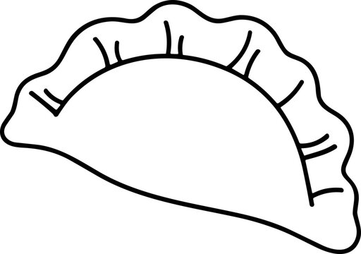 Simple Outline Drawing of a Dumpling or Pierogi