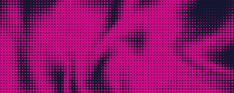 Abstract vector torn red halftone sound wave. Scrathed dotted texture element.