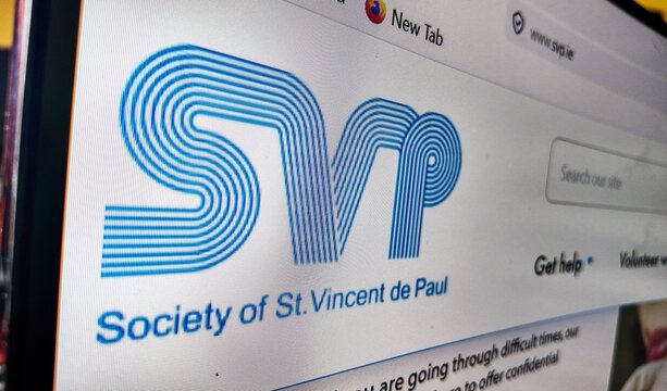 a computer screen with saint vincent de paul website displayed