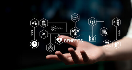 Fototapeta premium Employee benefits structure includes financial incentives, work flexibility, and career support Parse