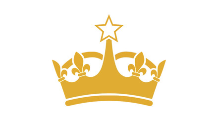 Golden Crown with Star and Fleur de Lis Vector Illustration © Wa