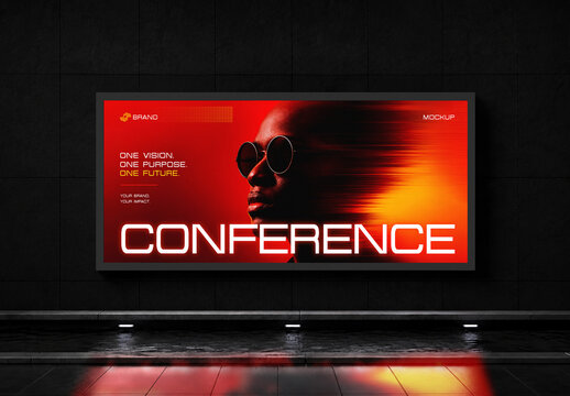 Futuristic Conference Billboard PSD Mockup