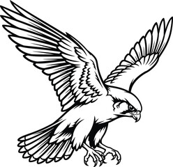 Fototapeta premium Flying Bird of Prey Illustration.