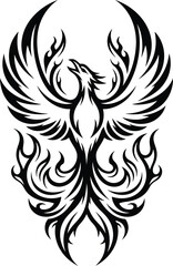 Fototapeta premium Black Phoenix Bird Tattoo Design Art.