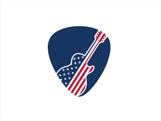 Independence day 4th july guitar pick american flag design © MSTNASIMA
