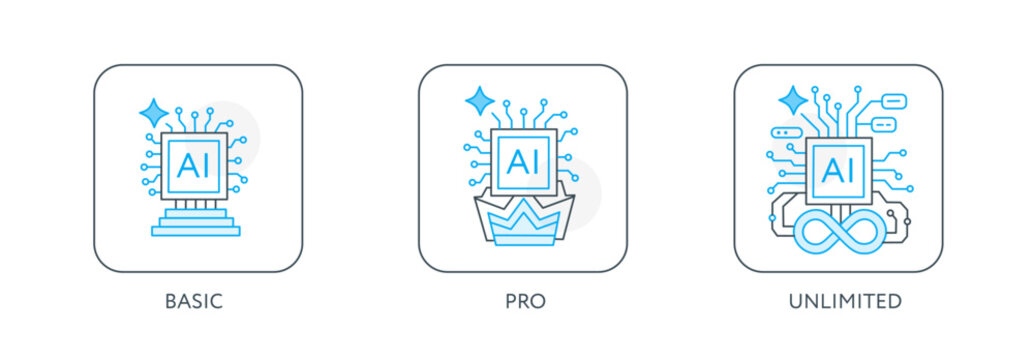 Set of illustrations concept with businessmen. technology, partnership, artificial intelligence business robot, cybes. linear illustration Icons infographics. Landing page site print poster. Line