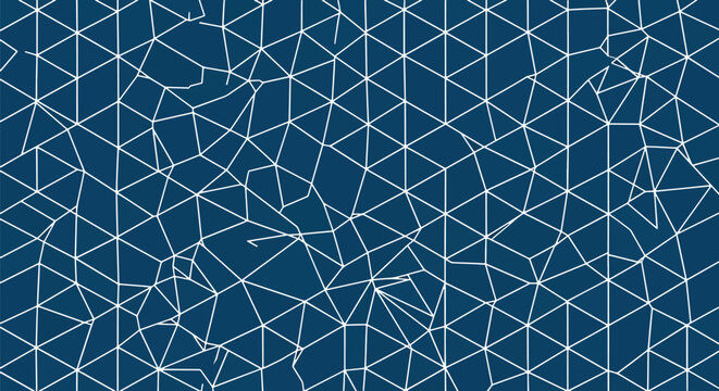 Seamless vector background with abstract geometric triangle shapes in blue and white stylish design.