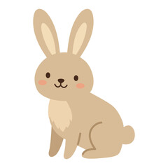 Fototapeta premium Adorable cream bunny rabbit sitting front view with upright long ears.