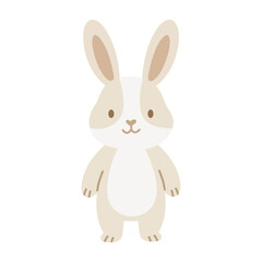 Obraz premium Slim white bunny rabbit character standing tall on its hind legs.