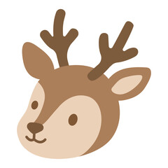 Fototapeta premium Three-quarter profile view of a sweet doe deer head icon looking aside.