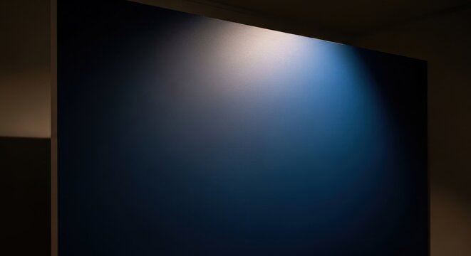 Rich navy blue flat matte emulsion on a large wall with soft lighting