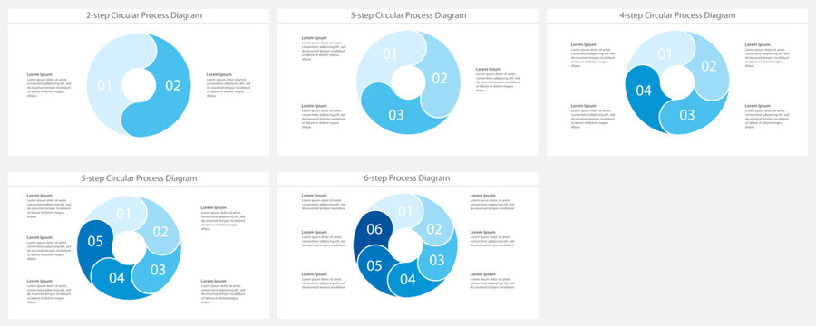 Circular Process Diagram Infographic Template Set with 2 to 6 Steps