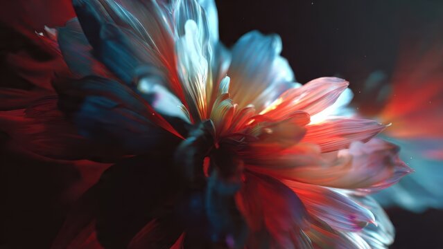 Vivid abstract flower with dynamic light and rich colors in motion blur