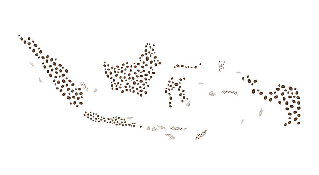 Indonesia archipelago map made of roasted coffee beans vector art