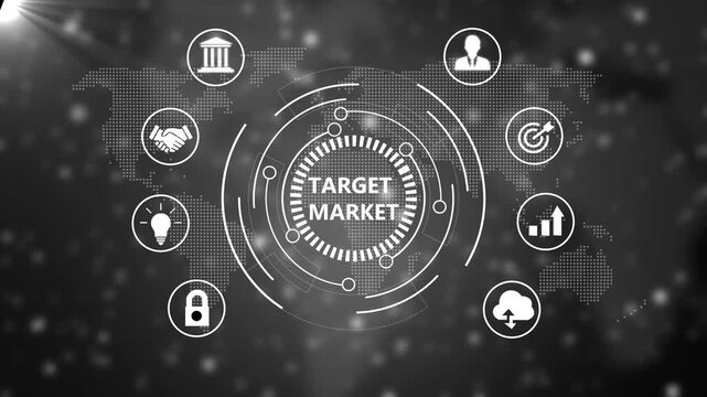 Target market strategy concept with digital map and business animation business strategy global marketing