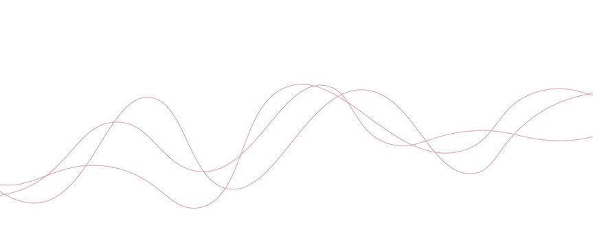 Red stripes on a white background. Creative line art. Red waves with lines. Curved wavy line, smooth stripe.