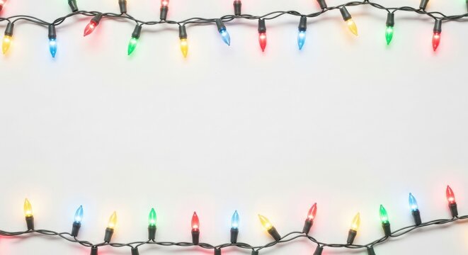 Colorful christmas lights on white background