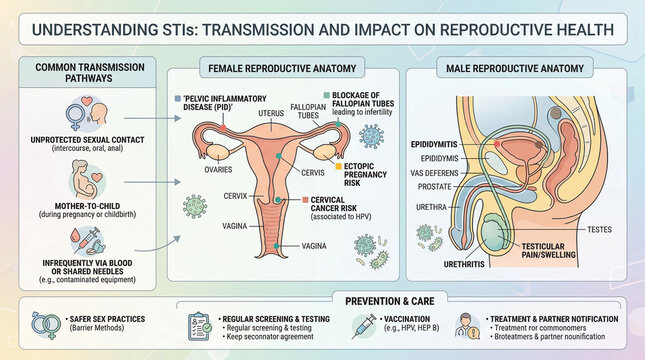 Unveiling common STI transmission pathways and their diverse impacts on female and male reproductive anatomy