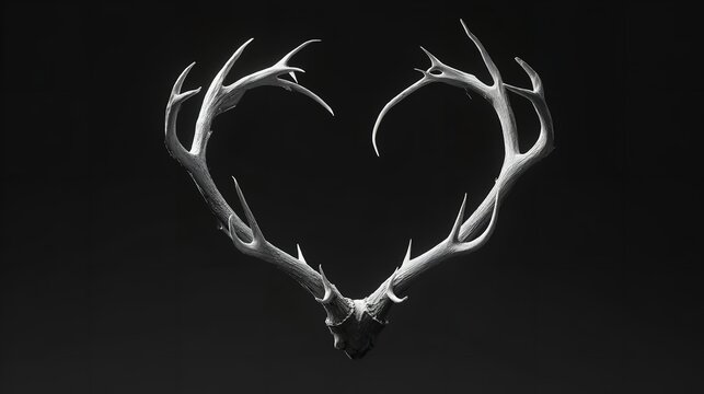 Horns and skull reindeer isolated on white background
