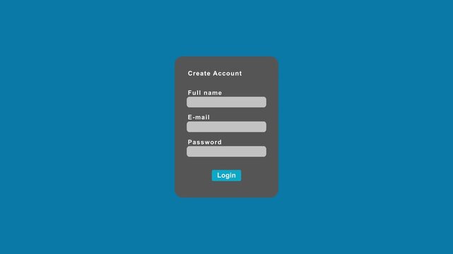Create account and login user animation on blue background. Login screen symbol for digital account security.