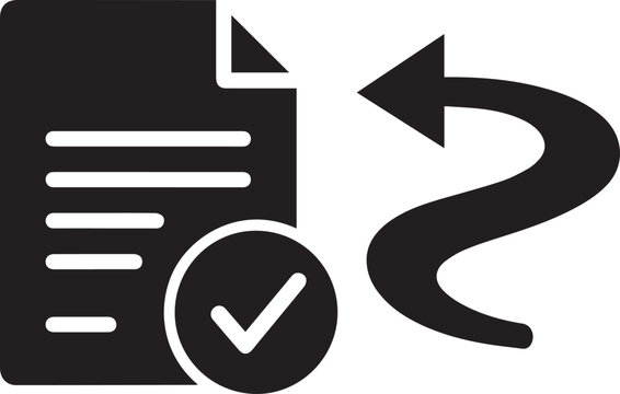 Vector document with checkmark and curved arrow on transparent background