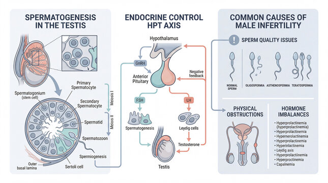 Unveiling the intricate journey of male reproductive health detailing spermatogenesis endocrine pathways and infertility factors