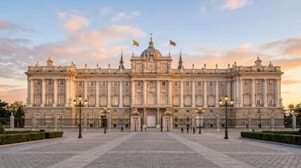 Fototapeta premium Royal Palace of Madrid at sunset