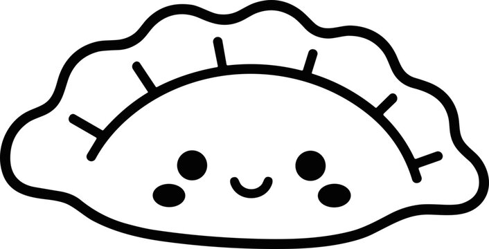 Cute Dumpling Character with Happy Face, Kawaii Food Illustration, Asian Cuisine Icon