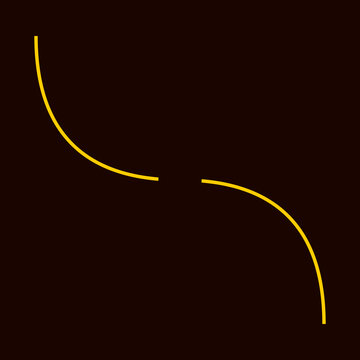 Minimalist yellow curve symbol representing a severe firestorm or tornado weather warning sign graphic illustration