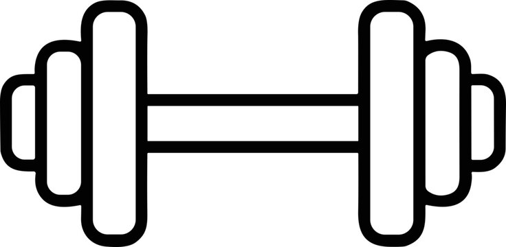 Simple dumbbell icon outline, representing fitness, weightlifting, and exercise.