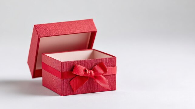 Elegant Red Gift Box with a Bow Ready for Surprise Presents and Special Occasions, Perfect for Birthdays and Celebrations
