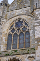 Obraz premium The Church of Notre-Dame de Puiseaux is an imposing 13th-century Gothic church, famous for its distinctive spiral spire and historical significance, France