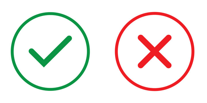 Creative vector illustration of green tick, red cross isolated on transparent background. Art design with text do and dont. Right or wrong. True or false. Abstract concept graphic element