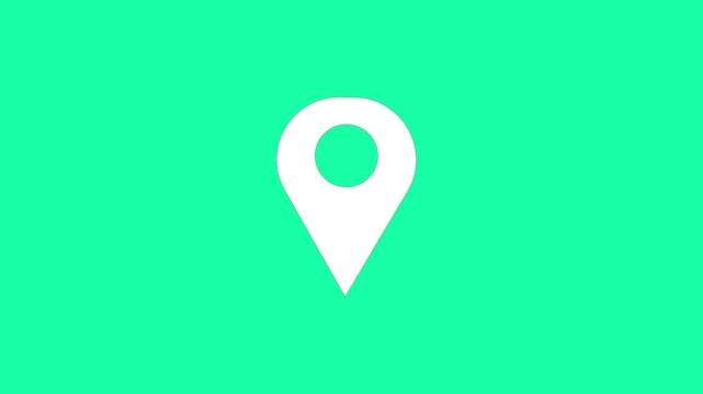 Minimalist map pin animation on green screen background, for location tracking, and navigation location navigation