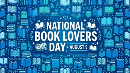 National book lovers day celebration background with books and hearts