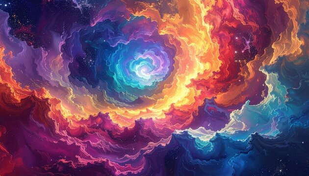 Vibrant Cosmic Swirl in Space.
