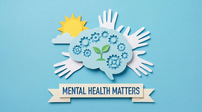 Mental health awareness concept with support, growth and emotional care