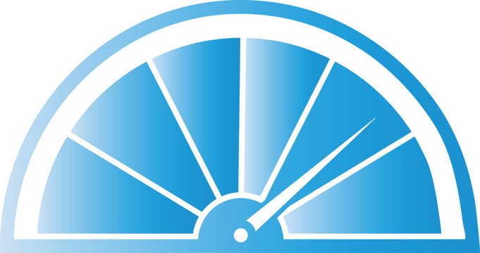 Speedometer gauge icon with needle pointing upwards blue gradient speedometer measurement indicator progress performance velocity illustration
