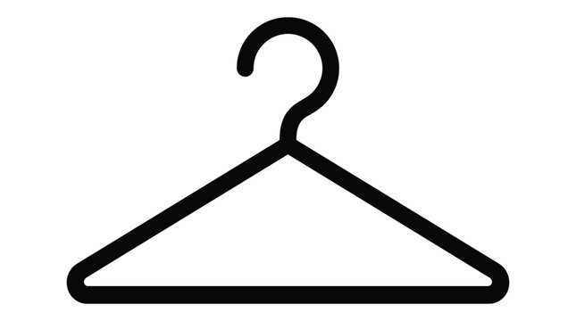 Clothes hanger icon simple black line drawing on white background