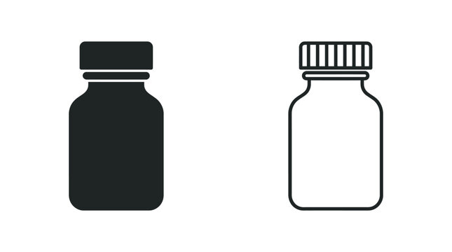 bottle silhouette with cap solid and outline versions