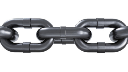 Naklejka premium Heavy duty metallic chain links connected together, isolated on transparent background