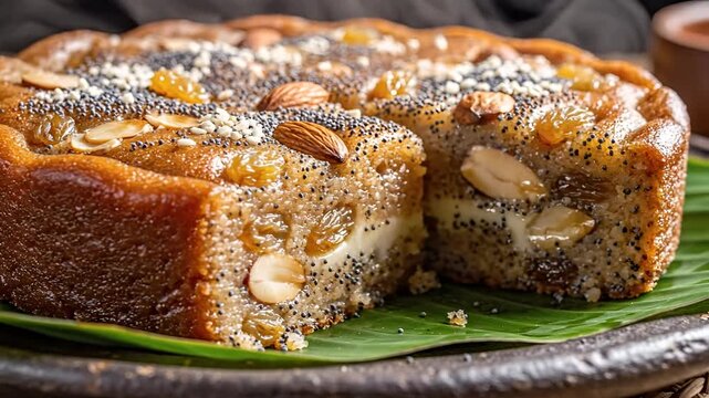 Delicious homemade banana nut bread with chia seeds and almonds.