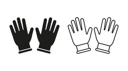 Fototapeta premium Hands in gloves silhouette black and white vector illustration