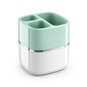 Modern green and white plastic toothbrush holder for bathroom