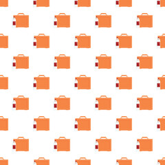 Naklejka premium Orange lunch boxes with red drink bottles repeating on a white background