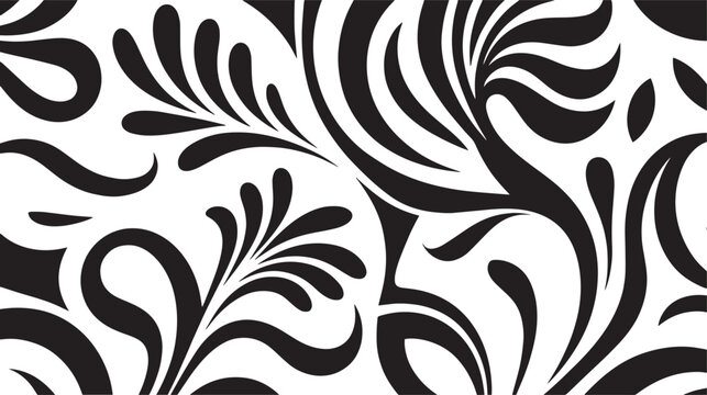 Vintage Damask Seamless Pattern Black and White Baroque Floral Vector Background