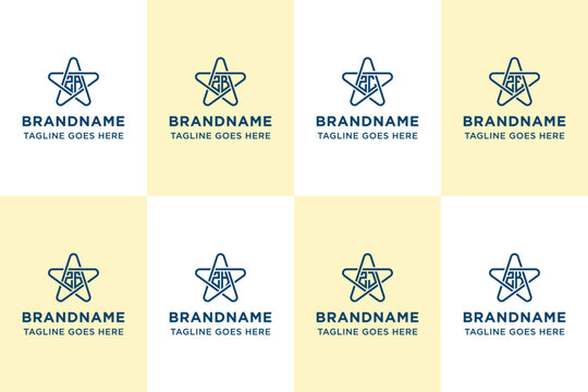 Letters ZA ZB ZC ZE ZG ZH ZJ ZK Star Monogram Logo Set